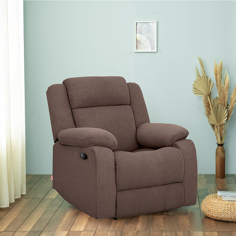 Avalon Motorized Electric Powered  Fabric Recliner |  1 seater | Saddle Brown |  Duroflex Furniture