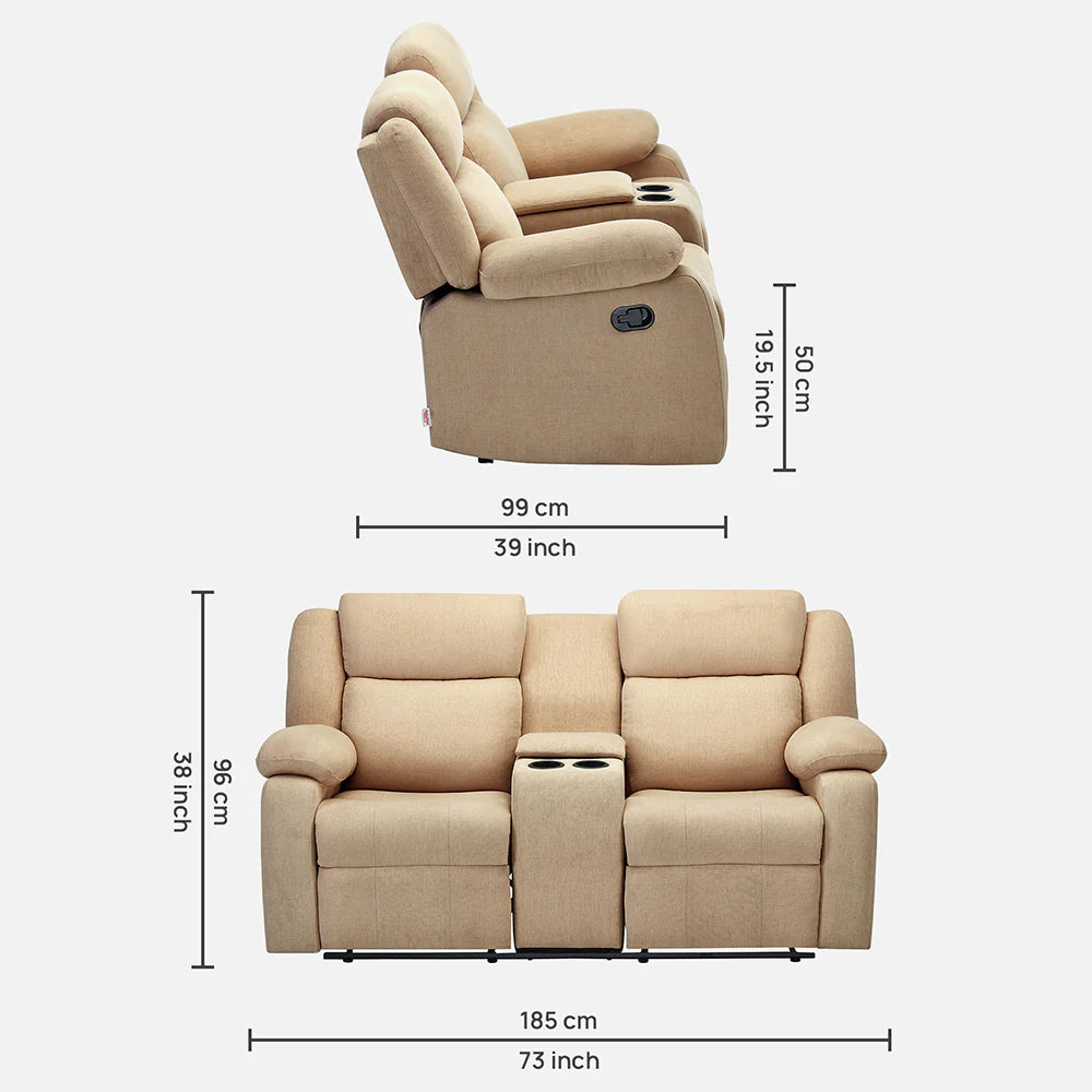 Avalon Twin Beige Fabric Recliner Seater – Duroflex