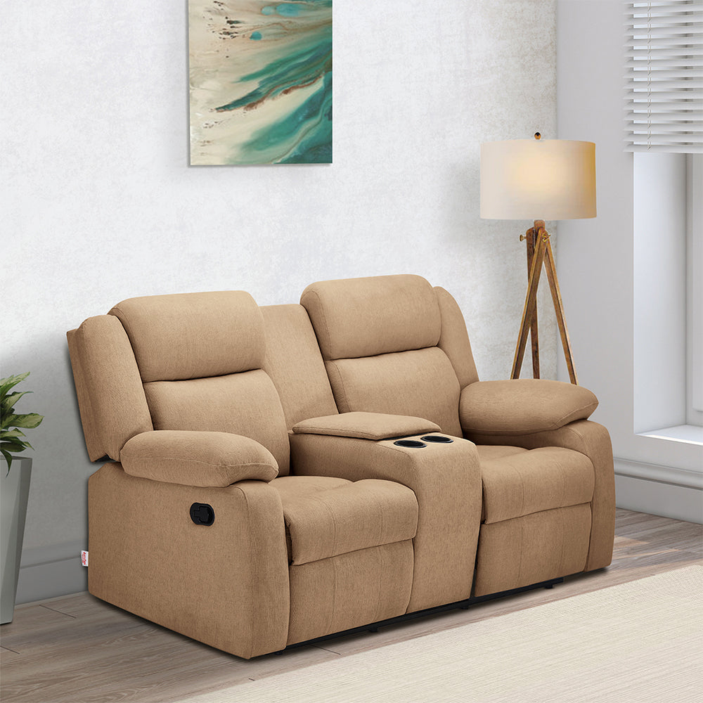 Avalon Twin Plaster Brown Fabric Recliner 2 Seater