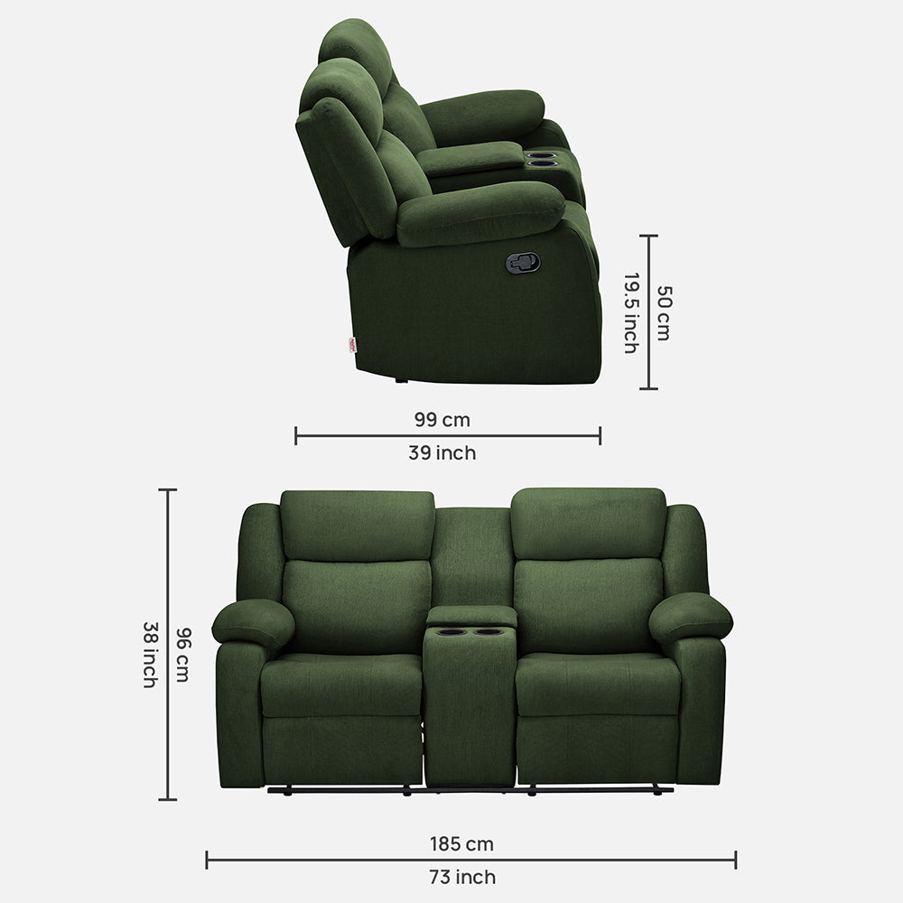 Avalon Twin Fabric Recliner |  2 seater | Sap Green |  Duroflex Furniture