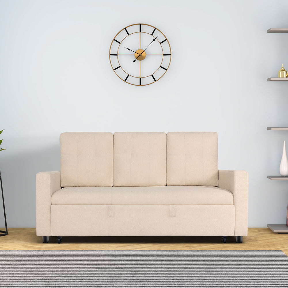 Ease Fabric Sofa cum Bed | 3 seater | Iconic Beige |  Duroflex Furniture