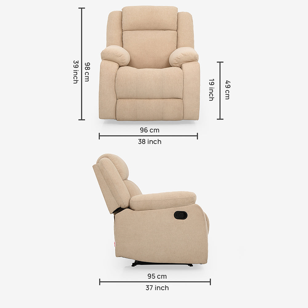 Avalon  Fabric Recliner |  1 seater | Beige |  Duroflex Furniture