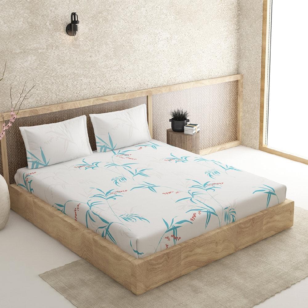 Bract Blue 100% Cotton Antibacterial Bedsheet Set