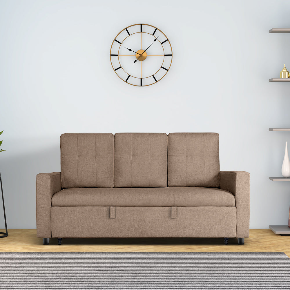 Ease Fabric Sofa cum Bed | 3 seater | Plaster Brown |  Duroflex Furniture