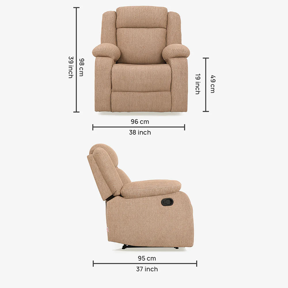 Avalon Brown Fabric Recliner