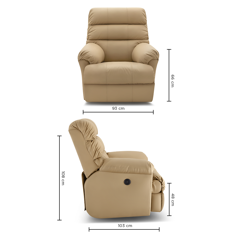 Avalon Posture pro Rocking & Rotating Single Seater Leatherette Recliner, Beige, Motorized