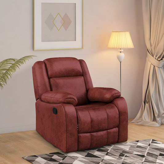 Avalon Rocking & Rotating Crimson Red Single Seater Suede Fabric Recliner