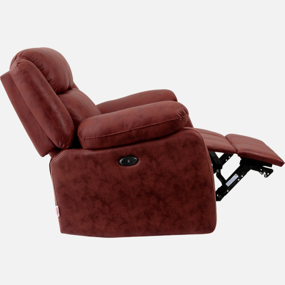 Avalon Motorized Electric Powered Crimson Red Suede Recliner