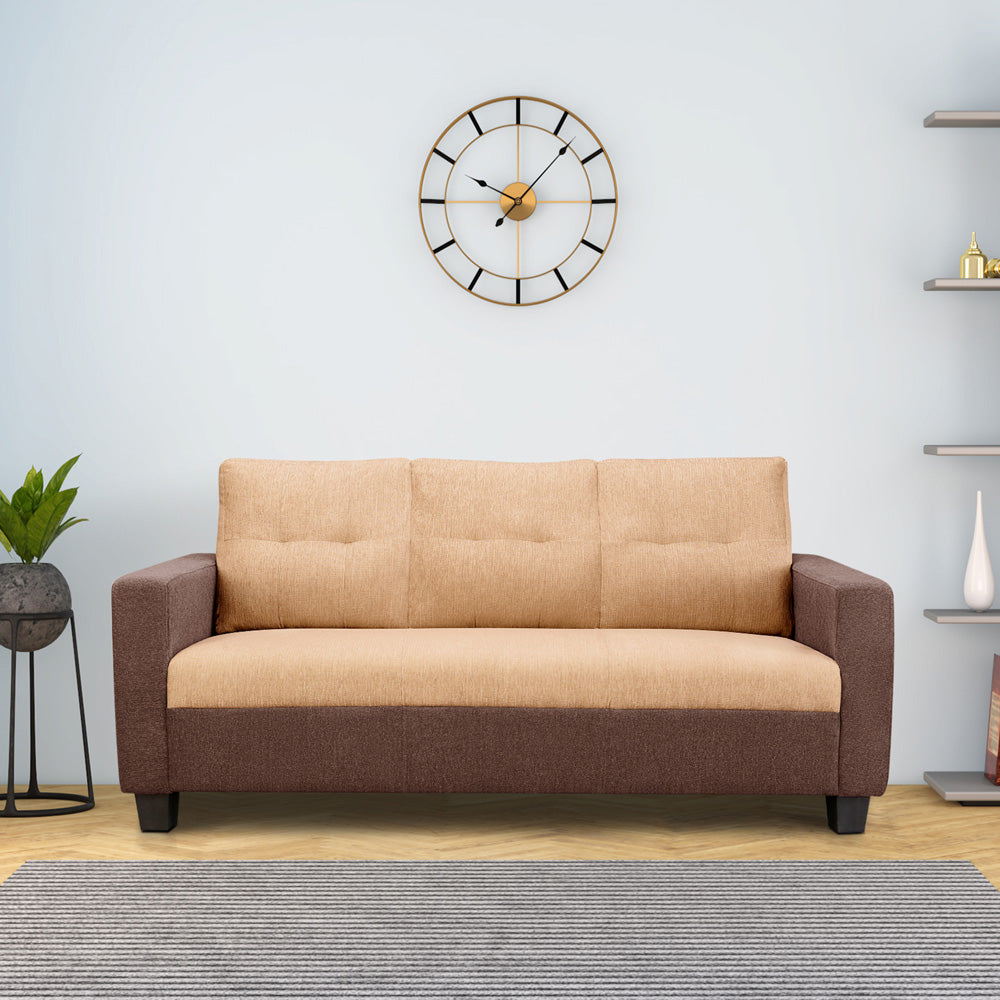 Ease Fabric Sofa | 3 seater | Sand Brown |  Duroflex Furniture
