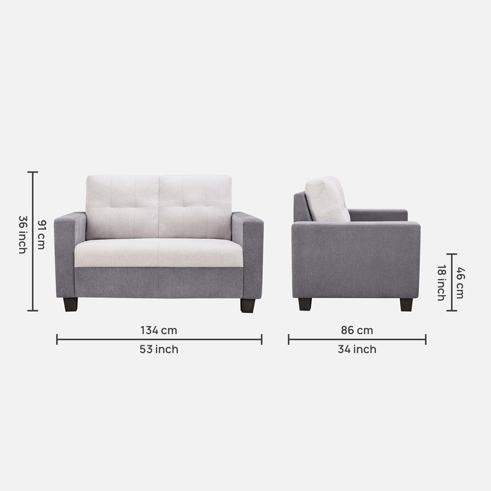 Ease Cool Grey Fabric 2 Seater Sofa