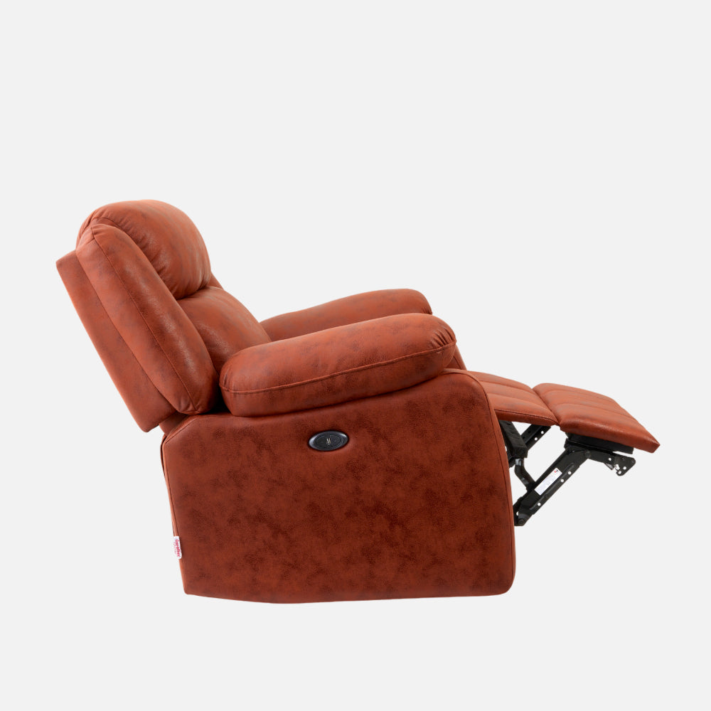 Avalon Motorized Electric Powered  Suede Recliner |  1 seater | Desert Orange |  Duroflex Furniture