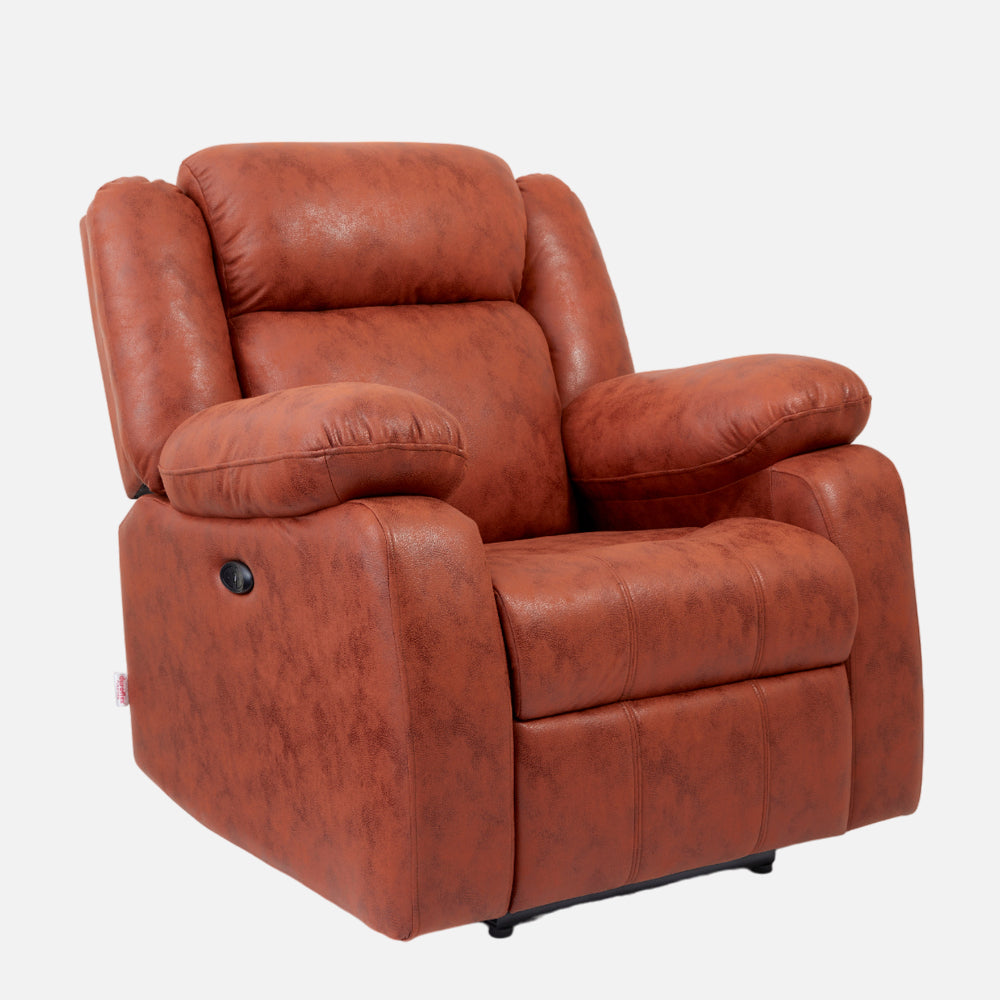 Avalon Motorized Electric Powered  Suede Recliner |  1 seater | Desert Orange |  Duroflex Furniture