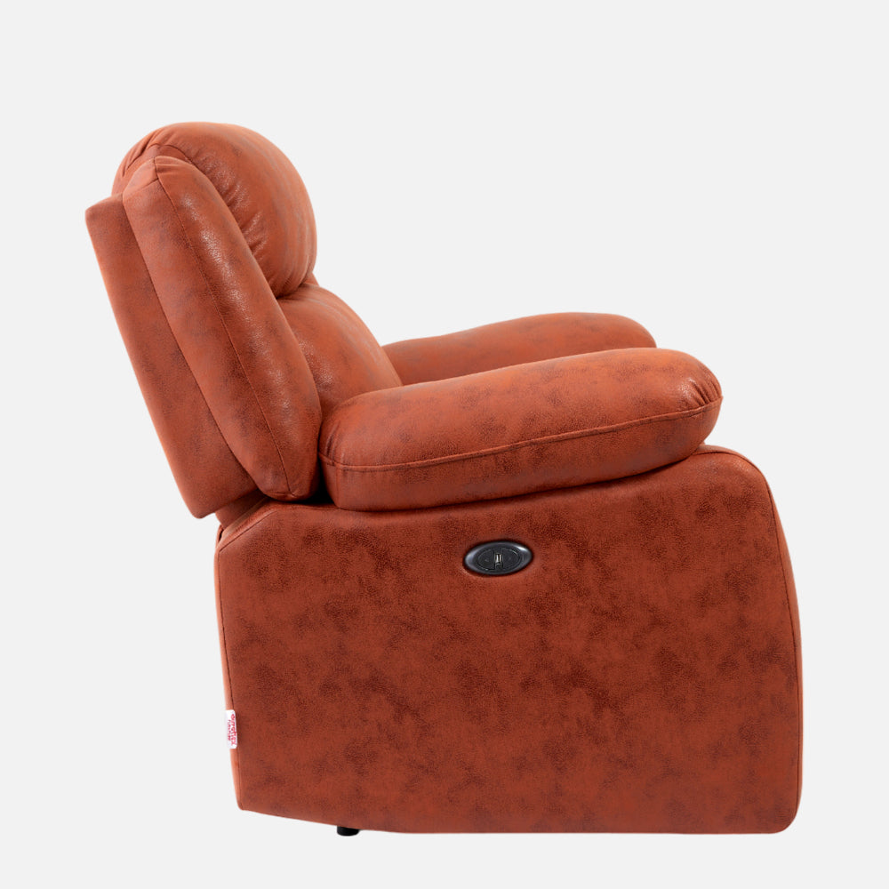 Avalon Motorized Electric Powered  Suede Recliner |  1 seater | Desert Orange |  Duroflex Furniture