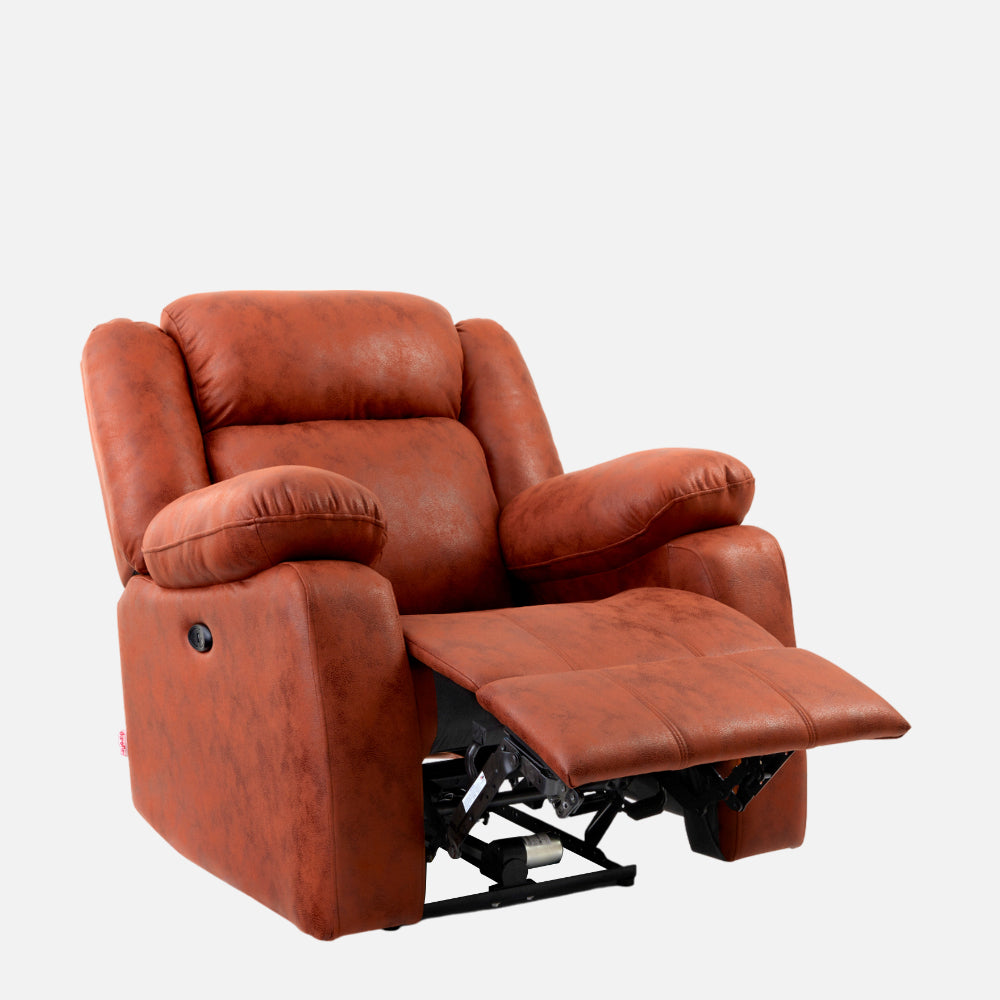 Avalon Motorized Electric Powered  Suede Recliner |  1 seater | Desert Orange |  Duroflex Furniture