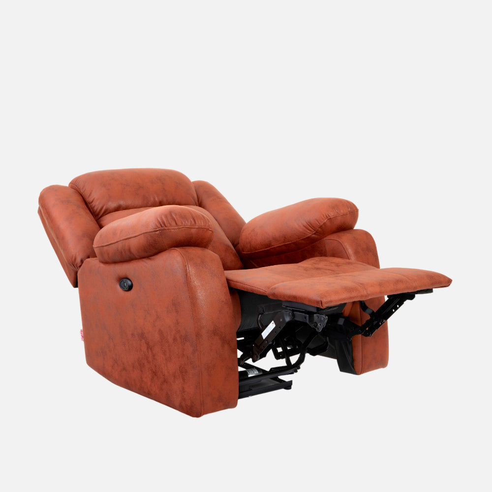Avalon Motorized Electric Powered  Suede Recliner |  1 seater | Desert Orange |  Duroflex Furniture