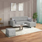 Zivo Plus Cloudy Gray Fabric 2 Seater Sofa with Lounger