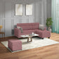 Zivo Plus Dusky Pink Fabric 2 Seater Sofa with Lounger