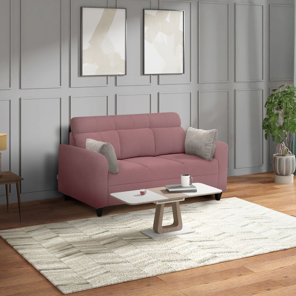 Buy L Shape Zivo Plus Dusky Pink Fabric Sofa Set Online at Best Price March  23, 2024 – Duroflex