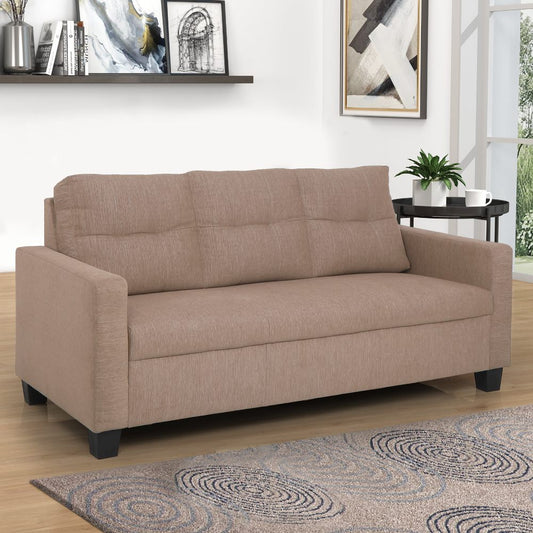 Ease Brown Fabric 3 Seater Sofa
