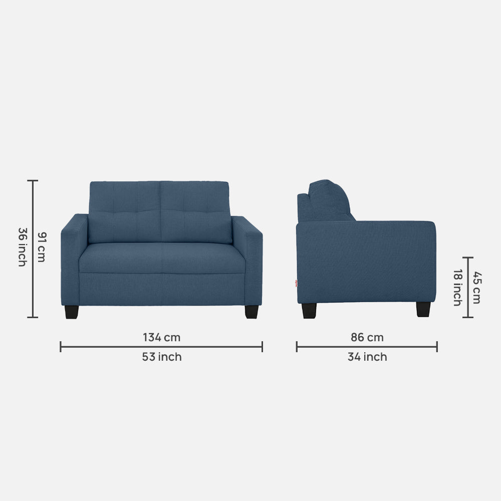 Ease Blue Fabric 2 Seater Sofa