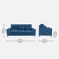 Eden Sapphire Blue Fabric 3 Seater Sofa