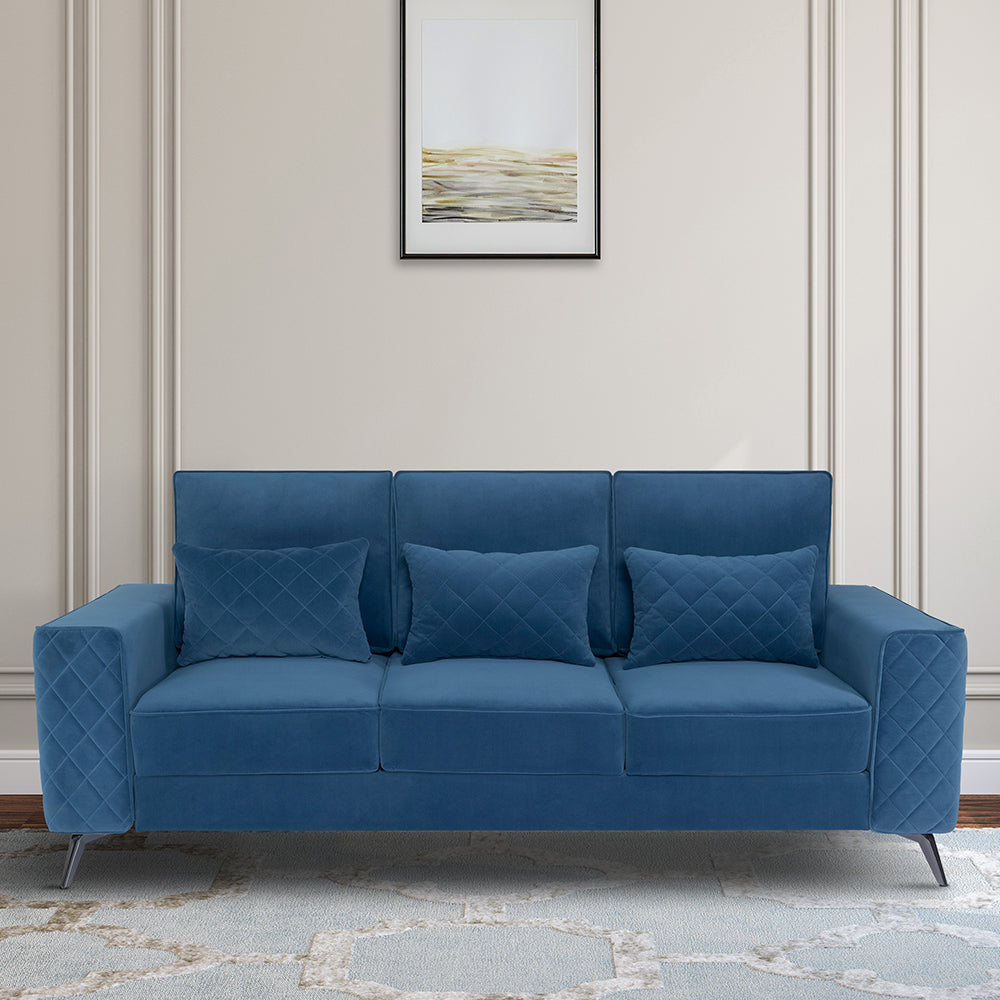 Eden Sapphire Blue Fabric 3 Seater Sofa