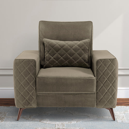 Eden Quartz Brown Fabric 1 Seater Sofa