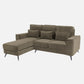 Eden Quartz Brown Fabric 2 Seater Sofa With Lounger