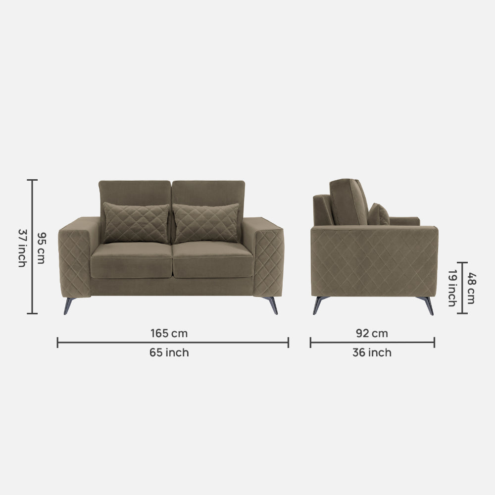Eden Fabric Sofa | 2 seater | Quartz Brown |  Duroflex Furniture