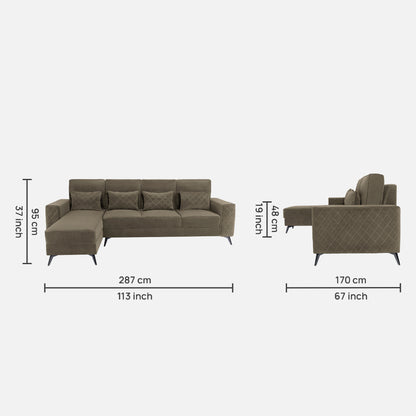 Eden Fabric Sofa | 3 seater | Quartz Brown |  Duroflex Furniture