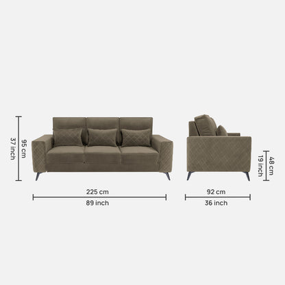 Eden Fabric Sofa | 3 seater | Quartz Brown |  Duroflex Furniture