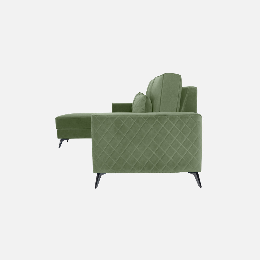 Eden Jade Green Fabric 3 Seater Sofa With Lounger