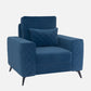 Eden Sapphire Blue Fabric 1 Seater Sofa