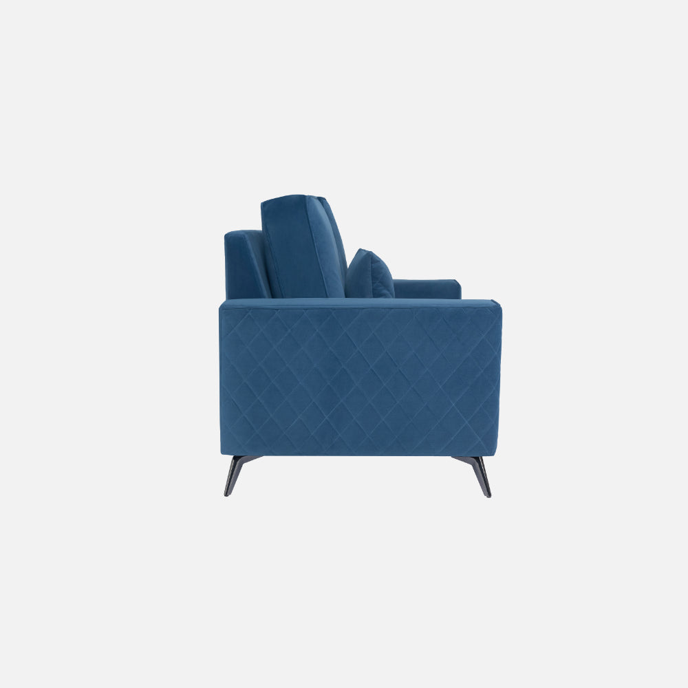 Eden Sapphire Blue Fabric 2 Seater Sofa With Lounger