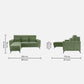 Eden Jade Green Fabric 2 Seater Sofa With Lounger