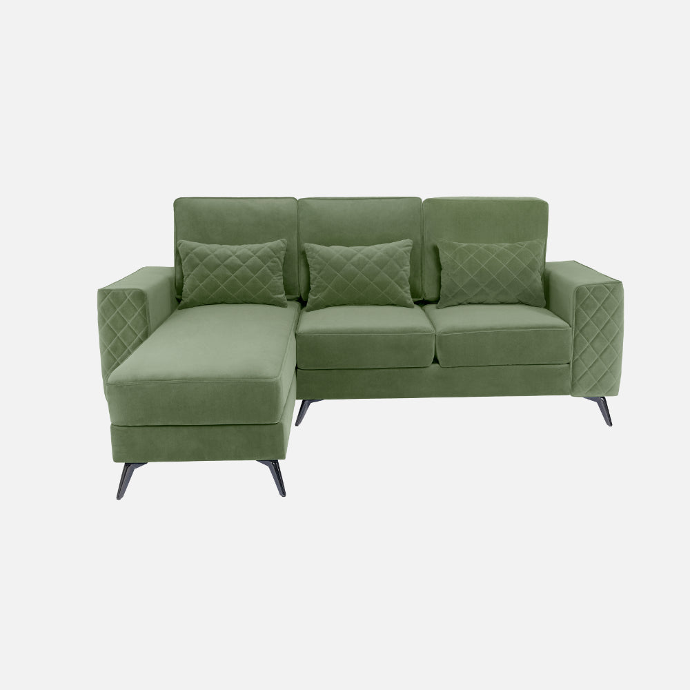 Eden Jade Green Fabric 2 Seater Sofa With Lounger