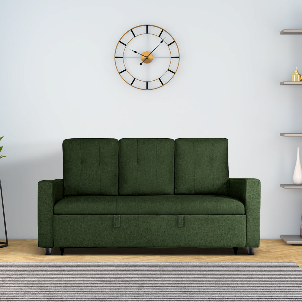 Ease Fabric Sofa cum Bed | 3 seater | Sap Green |  Duroflex Furniture