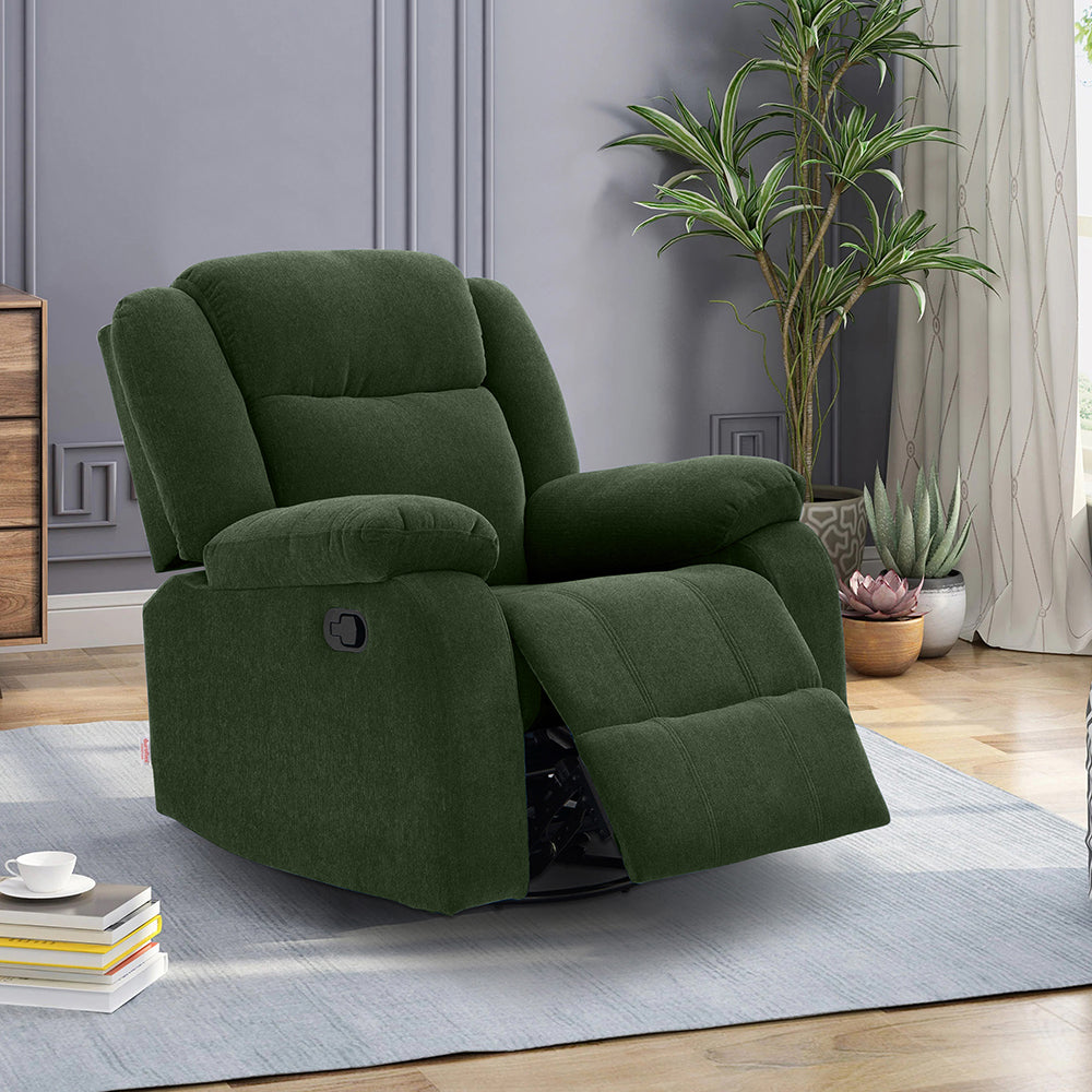 Avalon - Rocking & Rotating Fabric Recliner | 1 seater | Green |  Duroflex Furniture