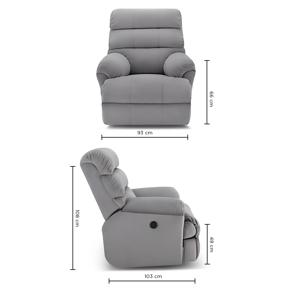Avalon Posture Pro Rocking & Rotating Single Seater Fabric Recliner, Grey, Motorized