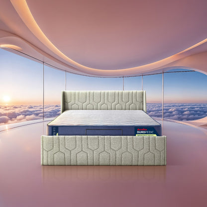 Wave Plus Adjustable Bed Tranquil Upholstered Bed (Beige)+ Wave Kinect Strength Mattress 8"(20.3cm)