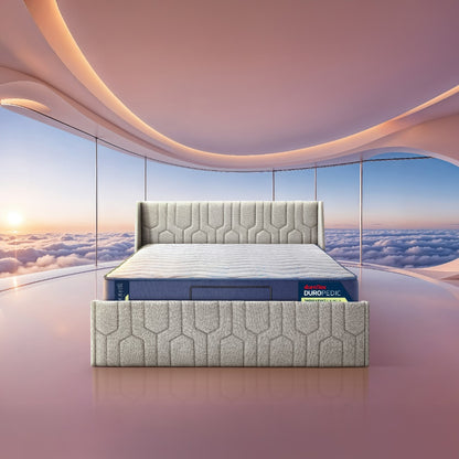 Wave Plus Adjustable Bed Tranquil Upholstered Bed (Grey)+ Wave Kinect Strength Mattress 8"(20.3cm)