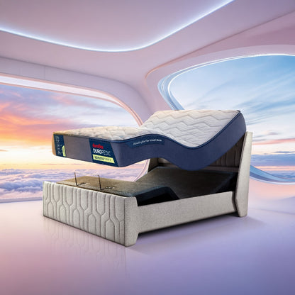 Wave Plus Adjustable Bed Tranquil Upholstered Bed (Grey)+ Wave Kinect Strength Mattress 8"(20.3cm)