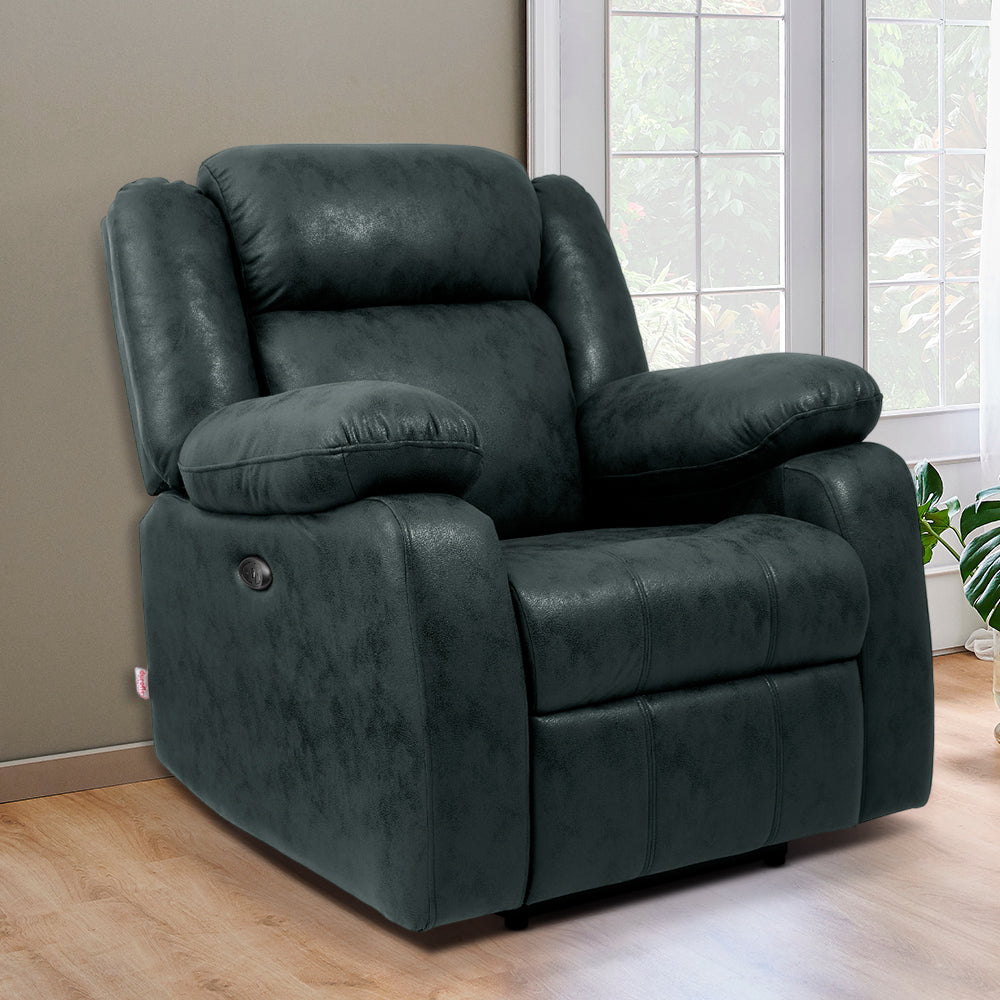 Avalon Motorized Electric Powered  Suede Recliner |  1 seater | Midnight Blue |  Duroflex Furniture