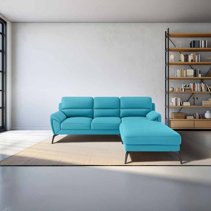 Octave 2 Seater Sofa with Lounger Suede Fabric  - Celestial Blue
