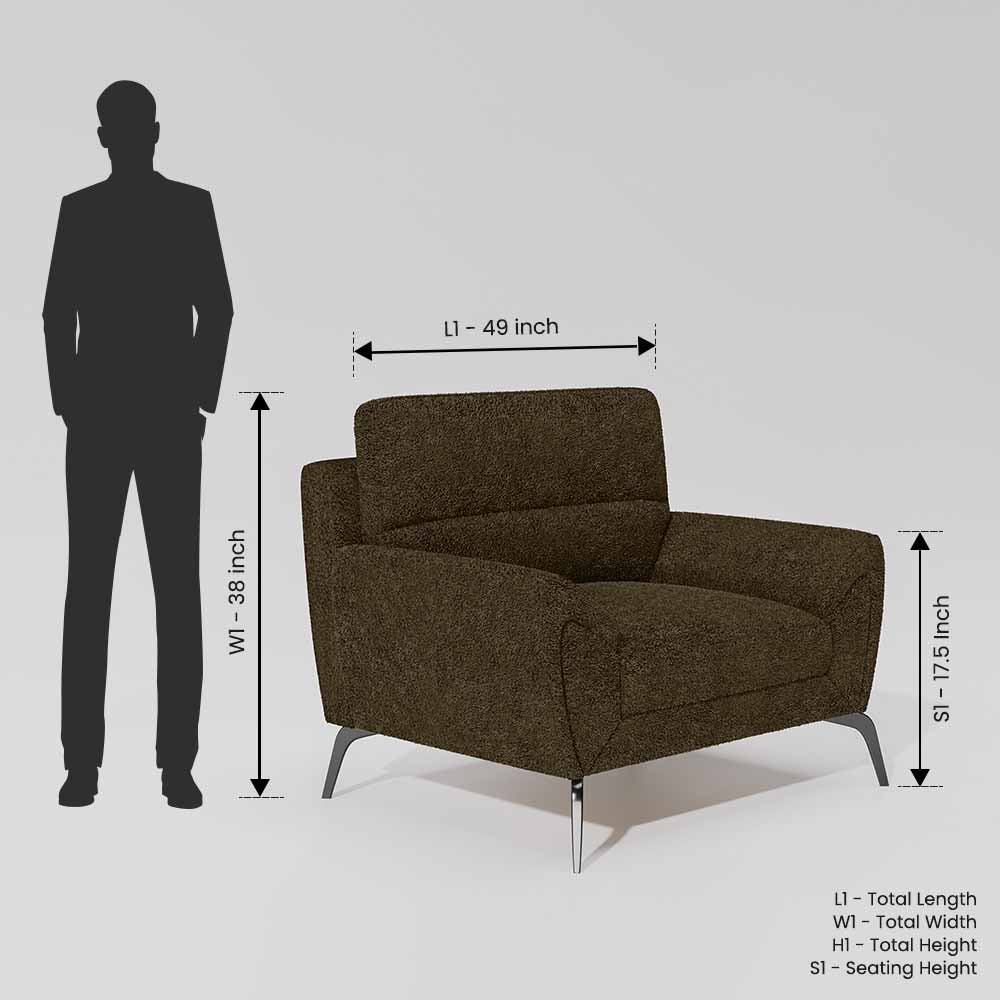 Octave 1 Seater Seater-Boucle Fabric - Sepia