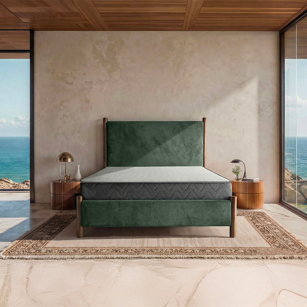 Orra Upholstered Bed - Smoked Pine Green