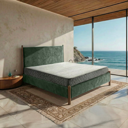 Orra Upholstered Bed - Smoked Pine Green