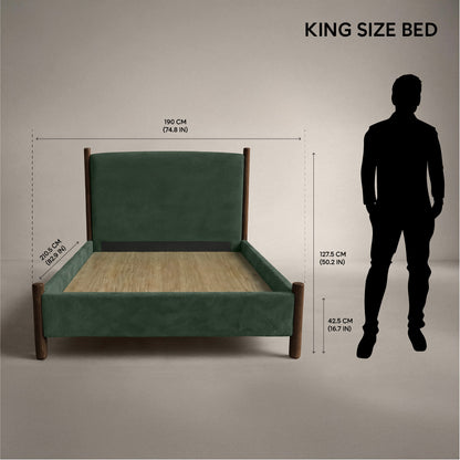 Orra Upholstered Bed - Smoked Pine Green