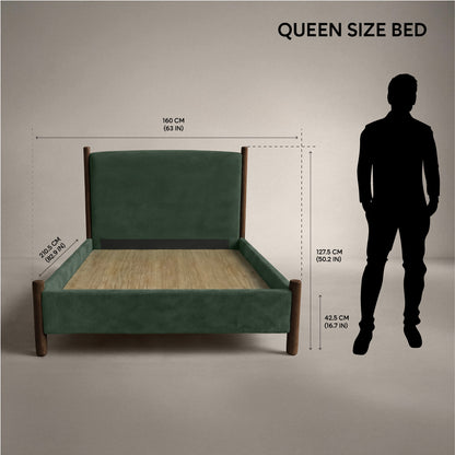 Orra Upholstered Bed - Smoked Pine Green