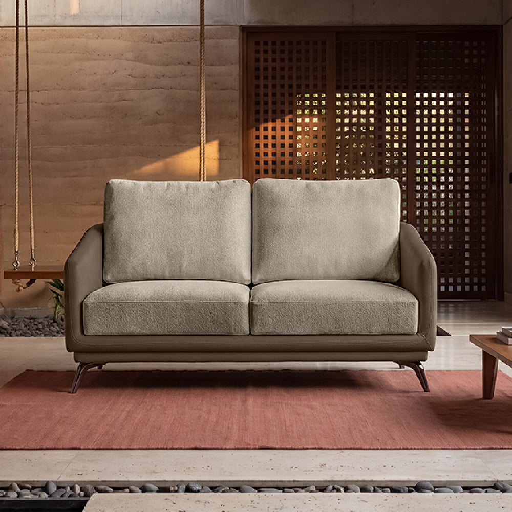 cove-simply-taupe-leatherette-oatmeal-off-white-fabric-2-seater-sofa